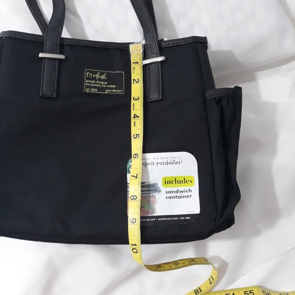 Fit + Fresh Lunch Black Tote Shoulder Bag with Sandwich Container  New with Tag